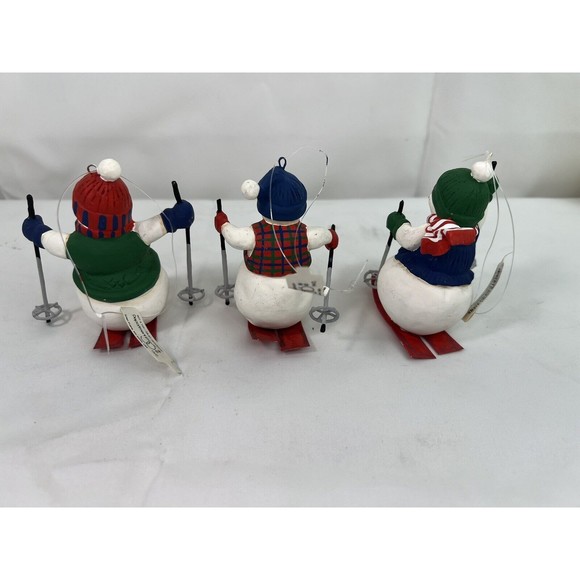 Lot Of 3 Department 56 Christmas Ornaments Skiing Snowmen NOS‎ VTG Retired - Picture 5 of 7